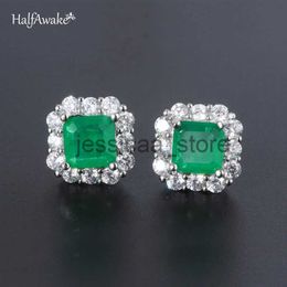 Stud Vintage 7*7mm Square Emerald 1mm Zircon 925 SterlSilver Needle PiercEar Women's Stud Earrings WeddParty Jewelry Gift J231127
