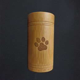 Urns High Quality Bamboo Pet Urns Dog Paw Cat Foot Pattern Cremation Ashes Urn Keepsake Casket Columbarium Urns for Dogs Cat Animal