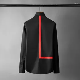 Men's Casual Shirts Minglu Long Sleeve Man Luxury Fashionable Simple Webbing Mens Dress Slim Fit Plus Size 4XL