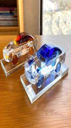 Crystal Realistic Car Model Figurine Glass Car Interior Perfume Bottle Ornament Paperweight Home Table Decor Kids Christmas Gift G1671850