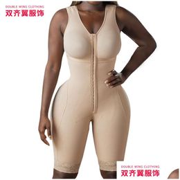 Waist Tummy Shaper Women Faja Fl Body Shapewear With Sleeves Bra High Compression Colombianas Sha Belt Kim Kardashian Skim Abdomen Cor Dh4W2