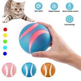 Toys Smart Pet Toys Remote Jumping Ball USB Electric Pet Interactive Ball LED Auto Rolling Flashing Ball Toys For Cats Dogs Training