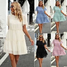 Diyun Design Solid Colour Dress Summer Temperament Commute Slimming A Line Skirt