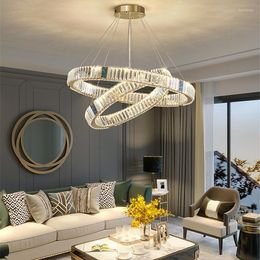 Chandeliers Round Ceiling For Kitchen Dining Room Duplex Building Villa Crystal Pendant Lamp LED Lighting Lights