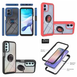 Metal Finger Ring Holder Cases For Moto G Play Stylus 5G Edge+ 2023 Samsung A04E A24 Xiaomi Redmi Note 12 Pro 2in1 Hybrid Hard PC TPU Bumper Frame 360 Shockproof Cover