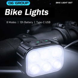 Bike Lights Bicycle Led Light Type-C Charging Bike Headlight Taillights Rechargeable Cycling Flashlight Portable Cycling Safety Lamp P230427