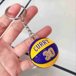 Key Rings Curry Basketball Keychain Car Key Ring All Star Fan Key Chain Ball Shape Bag Pendant Jewelry Lover Trinket Best Gift Accessories J230427