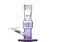 Purple Bong with diffused downstem and 14mm bowl straight pipe glass bong Straight tube smoking Pipe oil dab rigs7011253