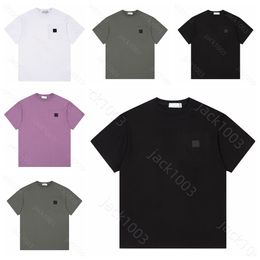 New Men T Shirt Trendy STONE Loose Tee Embroidered Round Logo Cotton Couple style Solid tees ISLAND fashion simple Style loose Casual short sleeve top 08