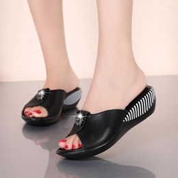 Hausschuhe 2023 Sommer Plattform Flip Flops Mode Strand Schuhe Frau Anti-Rutsch Echtes Leder Sandalen Frauen Schuh