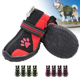 Shoes 4pcs Sport Dog Shoes Winter Pet Snow Boots Non Slip Dogs Shoes Reflective Pet Shoes Boots Socks For Large Dogs Husky Hiking