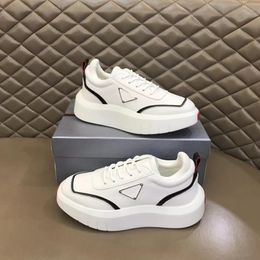 Perfect Top Design White Black Brushed Leather Sneakers Shoes Footwear Comfortable Thick bottom Casual Walking EU38-45.BOX