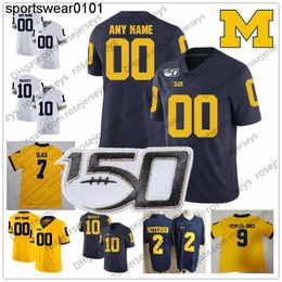 2021 Michigan 12 Football Jersey Custom Woerines NCAA Cade Mcnamara 25 Hassan Haskins 2 Blake Corum 6 Cornelius Johnson 150TH Men Youth