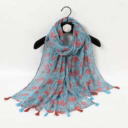 Scarves Print Hijabs Aztec Floral Tassel Viscose Shawl Scarf Lady High Quality Wrap Pashmina Stole Bufandas Muslim Hijab