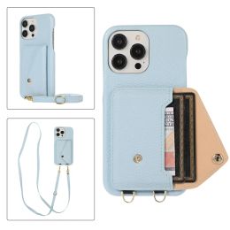 Crossbody Wallet PU Leather Phone Case for iPhone 14 Pro Max 13 12 15 Plus Promax Lanyard Strap Card Pocket Back Cover Magnetic Lock ciosure