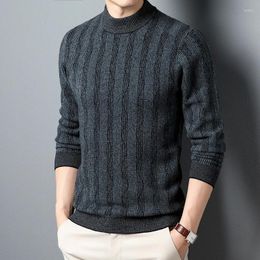 Men's Sweaters Woolen Sweater High Quality Fall/winter Thickened Thermal Jumper Slim Striped Casual Knit M-4XL