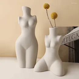 Vases Home Ornaments Ins Body Modelling Art Vase Ceramic Sculpture White Flower Decoration Decor