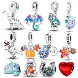 Loose Gemstones Plata Charms Of Ley 925 Silver Autumn Leaves Charm Flying Dragon Beads For Fit Original Bracelets DIY Jewellery Making