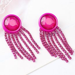 Dangle Earrings Pink Top Fashion Jewelry For Women Handmade Rhinestones Personality Trend Girl First Gift Choice Accessories