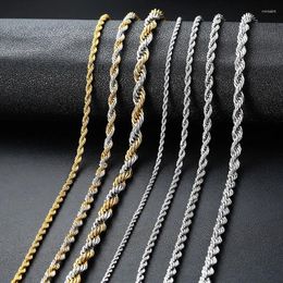 Pendant Necklaces High Quality Titanium Steel Gold/Silver Color Link Chain Necklace Long Twisted For Women Men