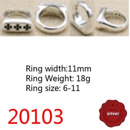 20103 Fashion Ring S925 Sterling Silver Three Cross Flower Letters Handsome Personality Simple Couple European and American Finger Decoration