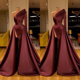One-Shoulder Vintage Mermaid Prom Dress Long Sleeves Special Occasions Evening Gowns Ruched Robe de Mariage Custom Made
