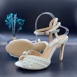 JC Jimmynessity Choo Sandals Designer Sacora Women High Quality Sacaria Luxury Pearl Elegant Bridal Wedding Dress Shoes Platform Heels Pearls Leather Womens Brace