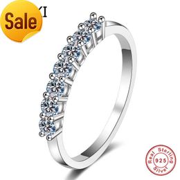 Geoki Luxury 925 Silver Passed Diamond Test Moissanite Ring Perfect Cut 0.28 ct D Colour VVS1 Engagement Wedding Rings for Women Y0723