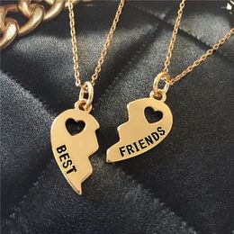 Pendant Necklaces Lovely Gold Colour Plating FRIENDS With Heart Hollow Separate Charm Necklace For Women Girl Child Friendship Symbol Jewellery