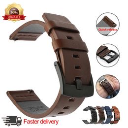 Watch Bands 20mm 22mm band Quick release Leather Strap for Galaxy 3 Active2 40 44mm watch gt 2 WatchB8 24mm 231124