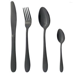 Flatware Sets Black Western Dinnerware Set Knife Fork Coffee Spoon Tableware Stainless Steel Cutlery Kitchen Party Silverware