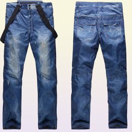 Men039s Jeans Denim Snowboard Pants Winter Suspenders Ski Skate Snow Board Waterproof Windproof Warm Thickened Skiing3494739