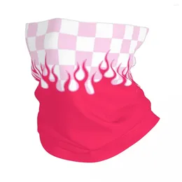 Scarves Cheque Pink Hip Hop Y2K Bandana Neck Cover Printed Flames Mask Scarf Multi-use Balaclava Outdoor For Men Women Adult Windproof