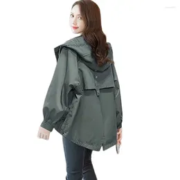 Women's Jackets Chic Hooded Jacket 2023 Spring Autumn Korean Fashion Coat Tops Female Windbreaker Outerwear Green Khaki Black