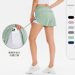 Active Shorts Tennis Shorts Yoga Fake Two-piece Quick Drying Breathable Loose Fitting Fitness Running Pants with Pockets