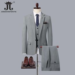 Men s Suits Blazers Jacket Vest Pants Spring Autumn Suit British Stripes Casual Formal Workwear Groom Wedding Dress Social Tuxedo 231127