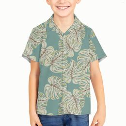 Men's Casual Shirts Tropical Plantain Leaf Pattern Children Kid Boy Hawaiian 3d Printed Summer Loose Breathable Retro Short Sleeve