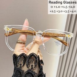 Sunglasses Fashion Wood Grain Reading Glasses Blue Light Blocking Square Frame Computer Presbyopia Eyeglasses For Women Men Far Sight