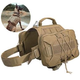 Harnesses Saddle Bag Backpack Dog Harness Military Tactical Pet Metal Durable Vest Leash for Medium Large Dog Travel Camping Hiking