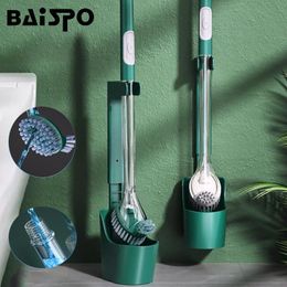 Brushes BAISPO WallHung Toilet Brush Soft Silicone DoubleSided Brush Head Can Be Added with Detergent No Dead Corner Cleaning Brush