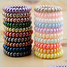 Hair Accessories New Women Scrunchy Girl Hair Coil Rubber Bands Ties Rope Ring Ponytail Holders Telephone Wire Cord Gum Tie Bracelet D Dhsfz