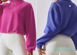Womens Yoga Outfit Jackets Fitness Wear Tops Sweatshirt Sportswear Jackets Outdoor Casual Adult Long Sleeve Exercise Stand Collar Drawstring Pullover