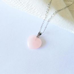 Chains Minimalist Rose Quartz Heart Necklace Semi Precious Stone And Stainless Steel Self Esteem Love Jewel Chakr