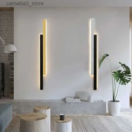 Wall Lamps LED Wall Lamp For Stairs Background Modern Living Room Sofa Bedroom Bedside Bar Long Sconce Corridor Aisle Home Black Chandelier Q231127