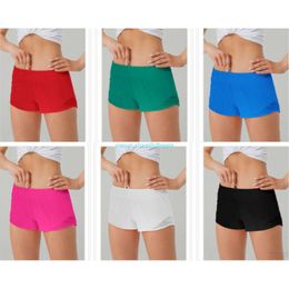 lu yoga outfits Womens Sport Shorts Casual Fitness Hotty Hot Pants for Woman Girl Workout Gym Running Sportswear with Zipper Pocket Quick Dryin