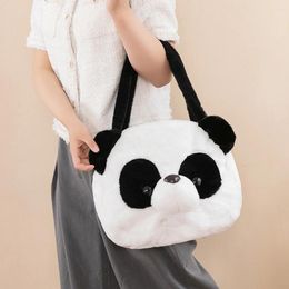 Evening Bags Women Crossbody Black White Cute Cartoon Panda Ladies Travel Purses Plush Soft And Comfortable Fluffy Toy Bag Gift For Girl