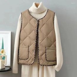 Women's Vests 2023 Autumn Winter Light Down Cotton Vest Woman Short Round Neck Fashion Tops Loose Waistcoat Jacket Female