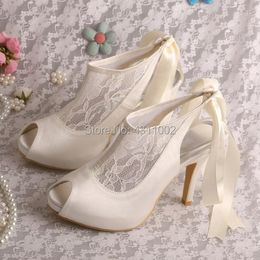 Dress Shoes Brand Name Peep Toe Slingback High Heels Size 10 White Wedding Pumps For Bride
