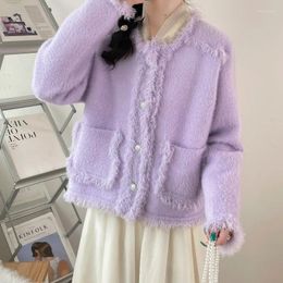 Women's Knits Autumn Tassel V Neck High Street Sweater Jacket Single-breasted Chic Age Reducing Cardigan Y2k Vintage Fashion Women Outerwear