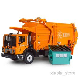 Diecast Model Cars Alloy Diecast Barreled Garbage Carrier Truck 1 24 Waste Material Transporter Vehicle Model Hobby Toys For Kids Christmas Gift